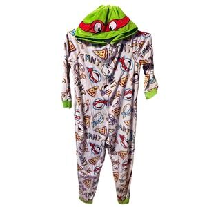 Nickelodeon TMNT Union Suit Womens 3X White Pizza Raphael One Piece Pajamas EX